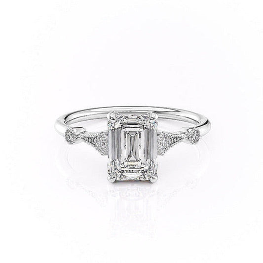 The Grace — Emerald Lab Diamond Vintage Engagement Ring