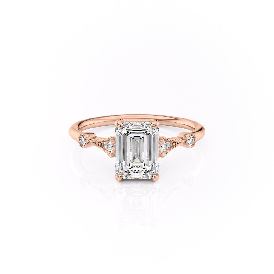 The Grace — Emerald Lab Diamond Vintage Engagement Ring