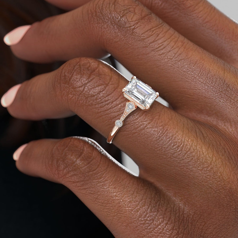 The Grace — Emerald Lab Diamond Vintage Engagement Ring