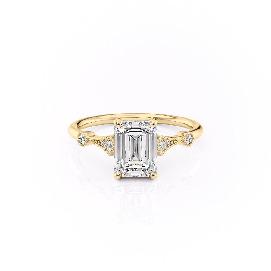The Grace — Emerald Lab Diamond Vintage Engagement Ring