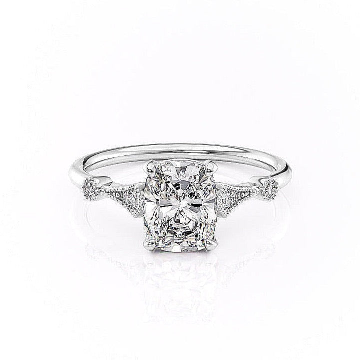 The Luna — Elongated Cushion Lab Diamond Vintage Ring