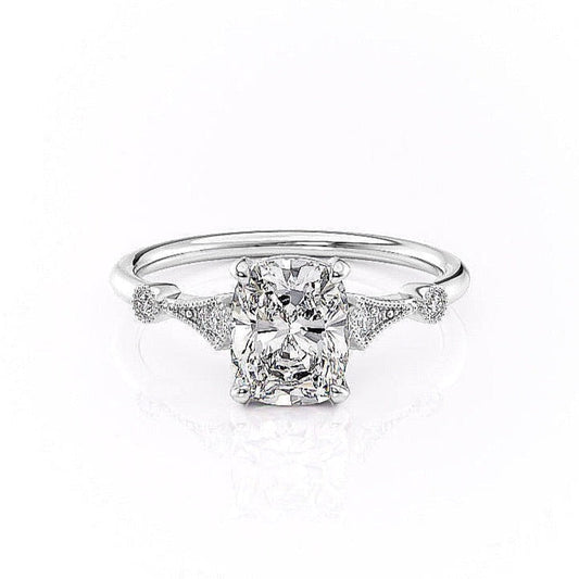 The Luna — Elongated Cushion Lab Diamond Vintage Ring