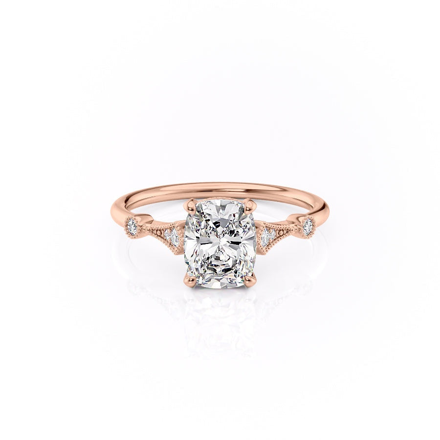 The Luna — Elongated Cushion Lab Diamond Vintage Ring