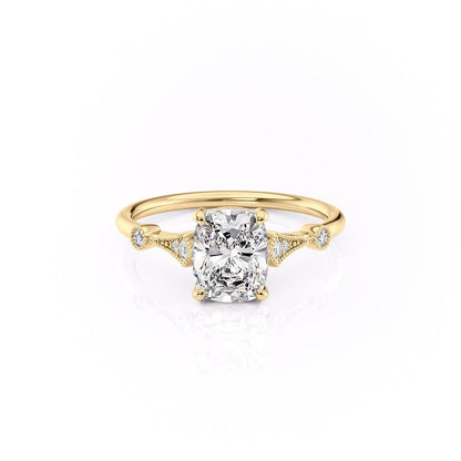 The Luna — Elongated Cushion Lab Diamond Vintage Ring