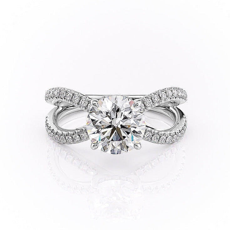 The Elise — Round Lab Diamond Criss-Cross Engagement Ring