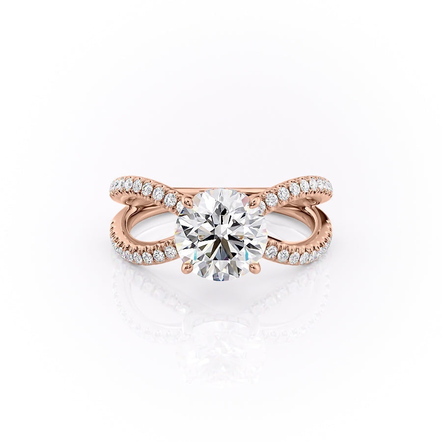 The Elise — Round Lab Diamond Criss-Cross Engagement Ring
