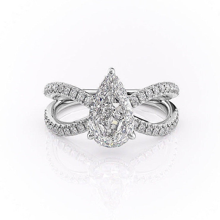 The Elise — Pear Lab Diamond Criss-Cross Engagement Ring
