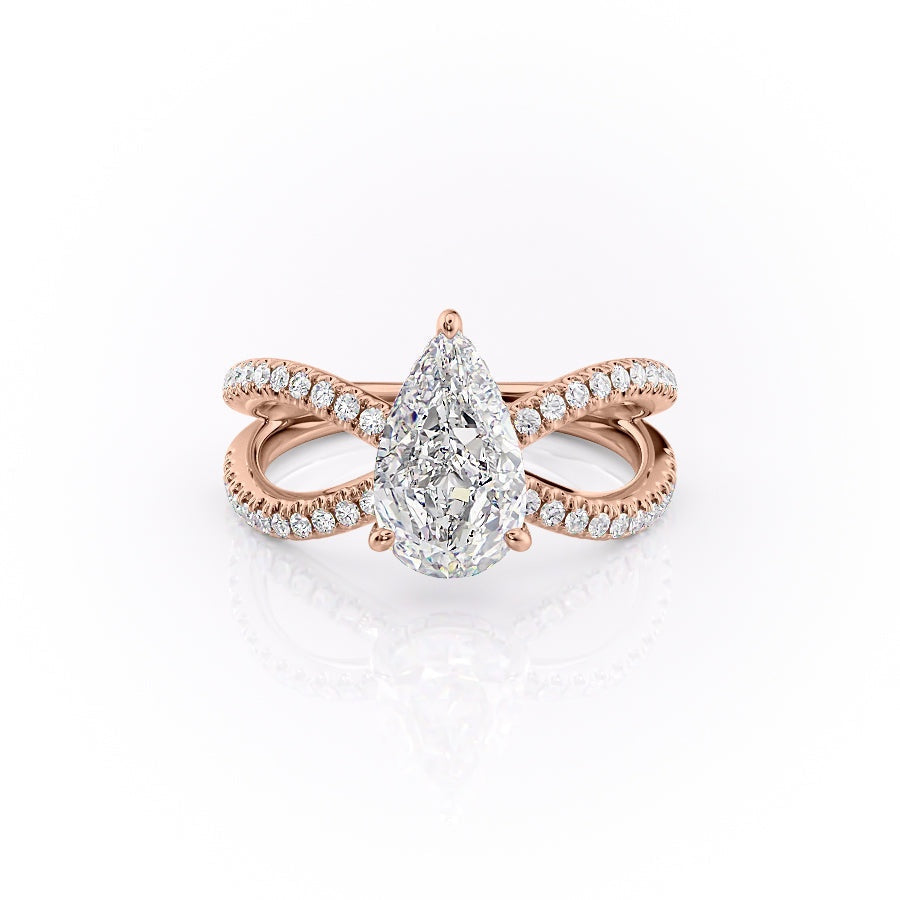 The Elise — Pear Lab Diamond Criss-Cross Engagement Ring