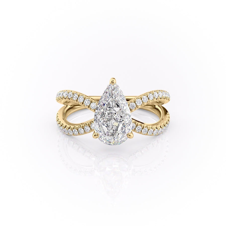The Elise — Pear Lab Diamond Criss-Cross Engagement Ring
