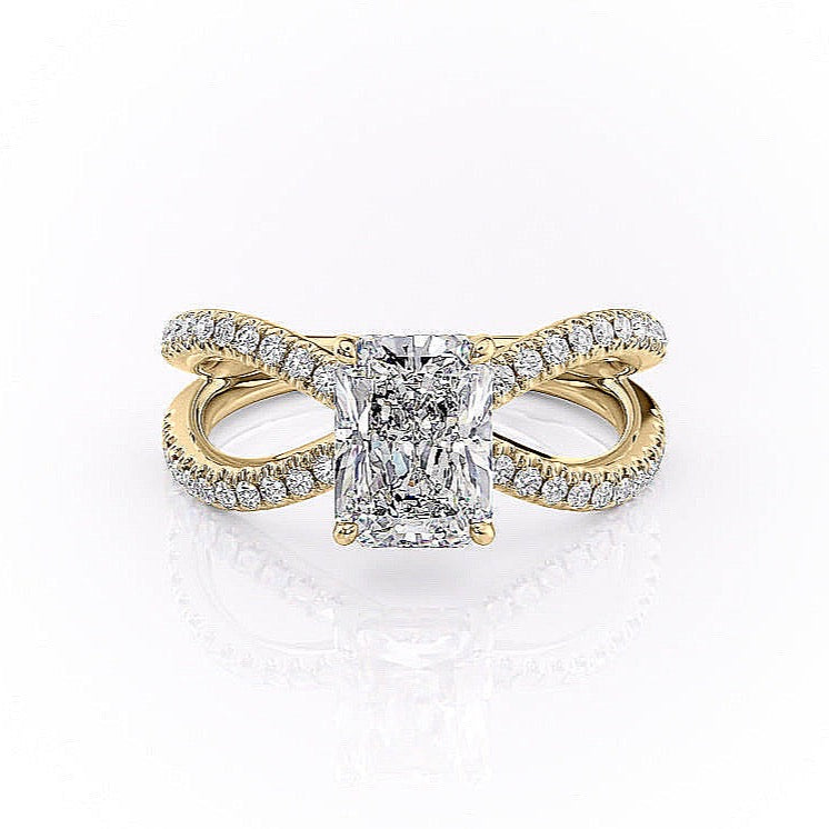 The Elise — Radiant Lab Diamond Criss-Cross Engagement Ring