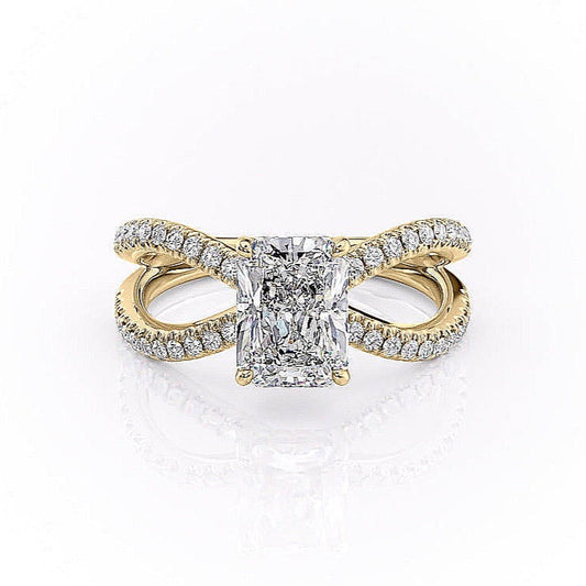 The Elise — Radiant Lab Diamond Criss-Cross Engagement Ring