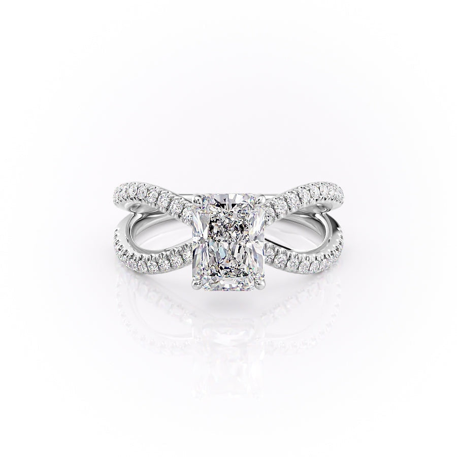 The Elise — Radiant Lab Diamond Criss-Cross Engagement Ring