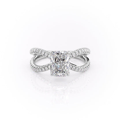 The Elise — Radiant Lab Diamond Criss-Cross Engagement Ring