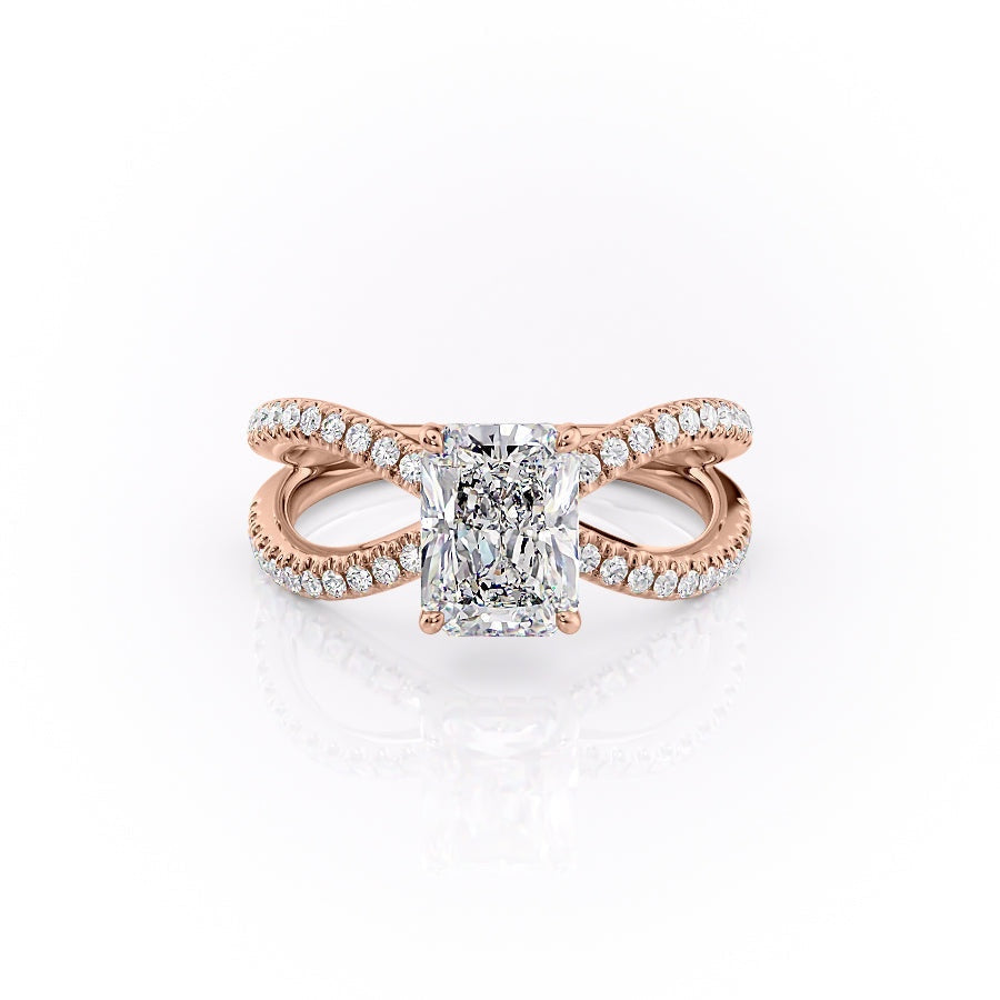 The Elise — Radiant Lab Diamond Criss-Cross Engagement Ring