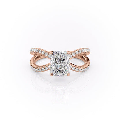 The Elise — Radiant Lab Diamond Criss-Cross Engagement Ring