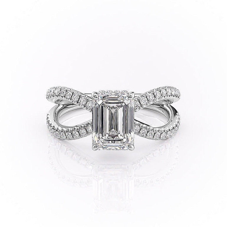 The Elise — Emerald Lab Diamond Criss-Cross Engagement Ring