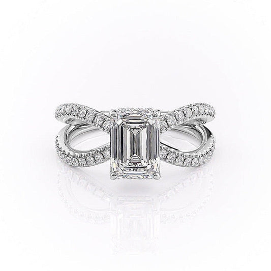 The Elise — Emerald Lab Diamond Criss-Cross Engagement Ring
