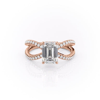 The Elise — Emerald Lab Diamond Criss-Cross Engagement Ring