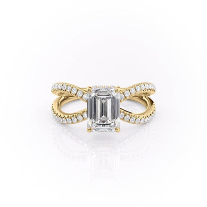 The Elise — Emerald Lab Diamond Criss-Cross Engagement Ring