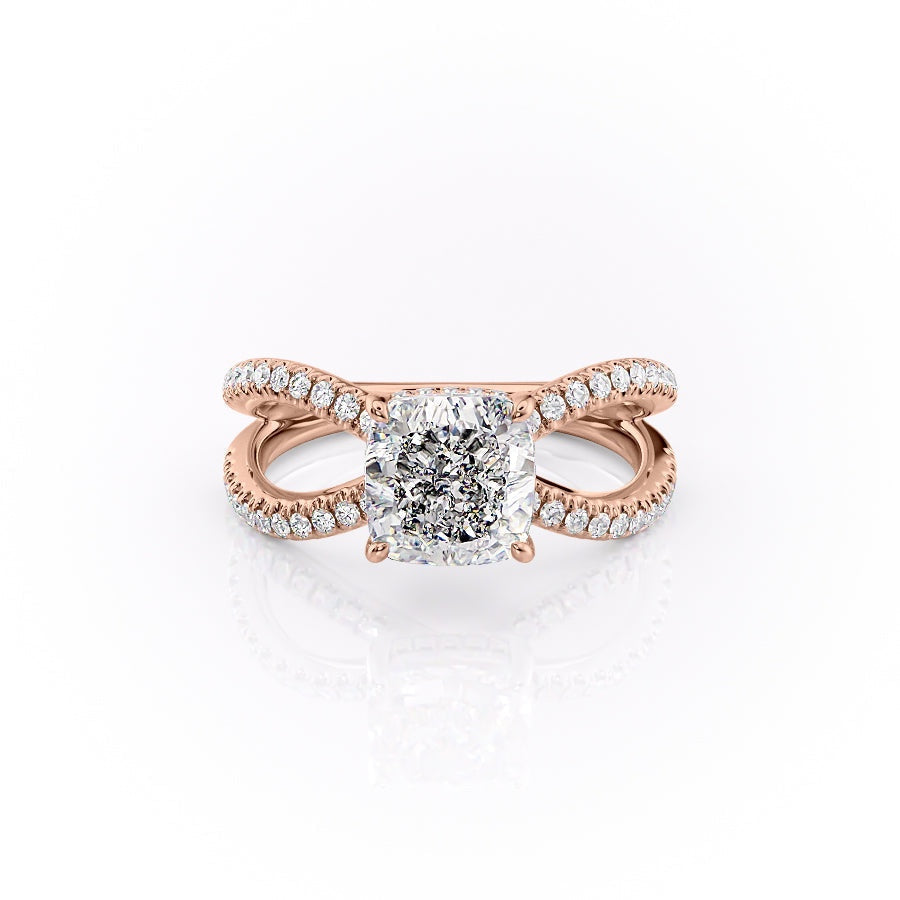 The Elise — Cushion Lab Diamond Criss-Cross Engagement Ring