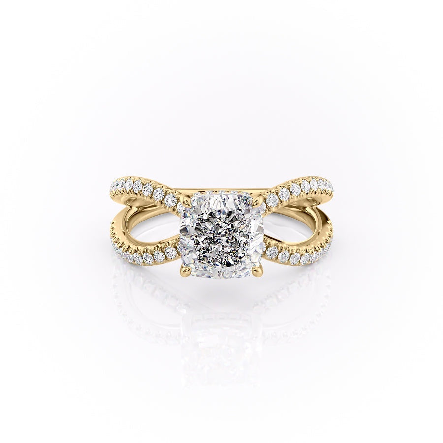 The Elise — Cushion Lab Diamond Criss-Cross Engagement Ring