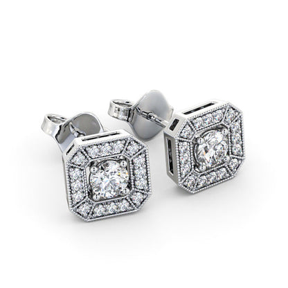 The Grace Studs — Lab Diamond Vintage Halo Stud 0.45ct Each Earrings