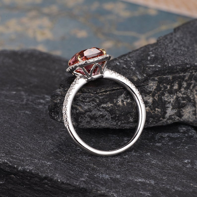 The Juliet — Cushion Red Tourmaline Halo Ring