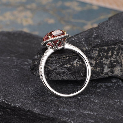 The Juliet — Cushion Red Tourmaline Halo Ring