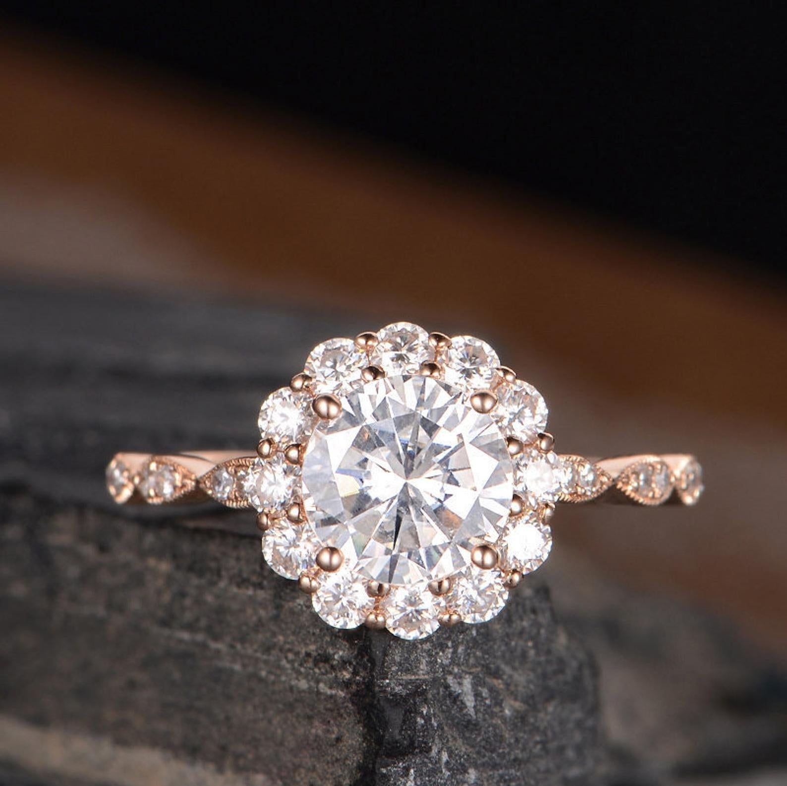 The Grace — Round Lab Diamond Vintage Halo Engagement Ring II