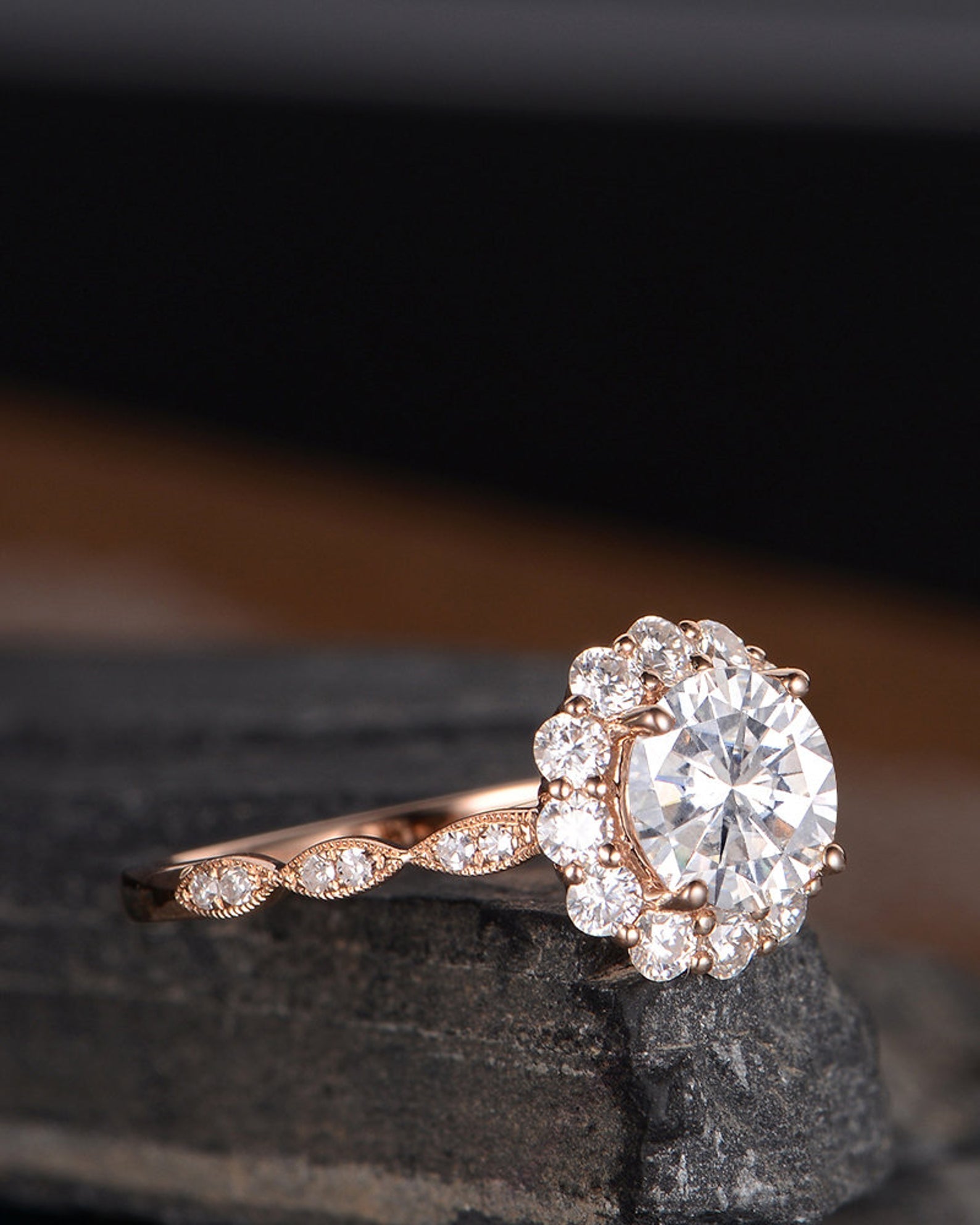 The Grace — Round Lab Diamond Vintage Halo Engagement Ring II