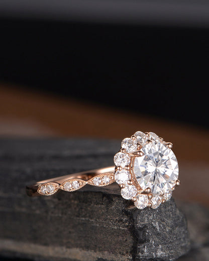 The Grace — Round Lab Diamond Vintage Halo Engagement Ring II
