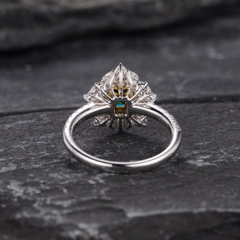The Juliet — Emerald Lab Emerald & Lab Diamond Vintage Ring