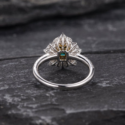 The Juliet — Emerald Lab Emerald & Lab Diamond Vintage Ring