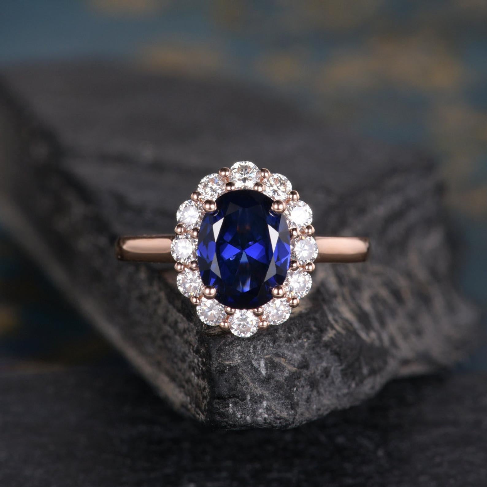 The Isla — Round Lab Sapphire & Lab Diamond Halo Ring