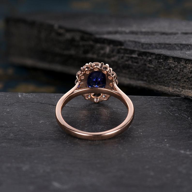 The Isla — Round Lab Sapphire & Lab Diamond Halo Ring