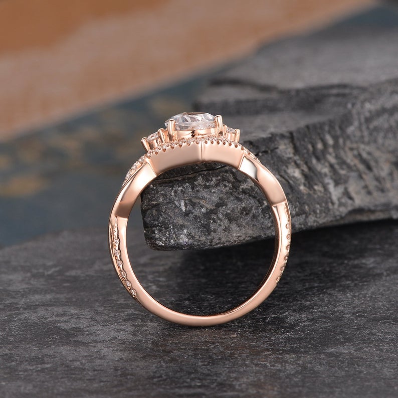 The Luna — Pear Moonstone Solitaire Ring