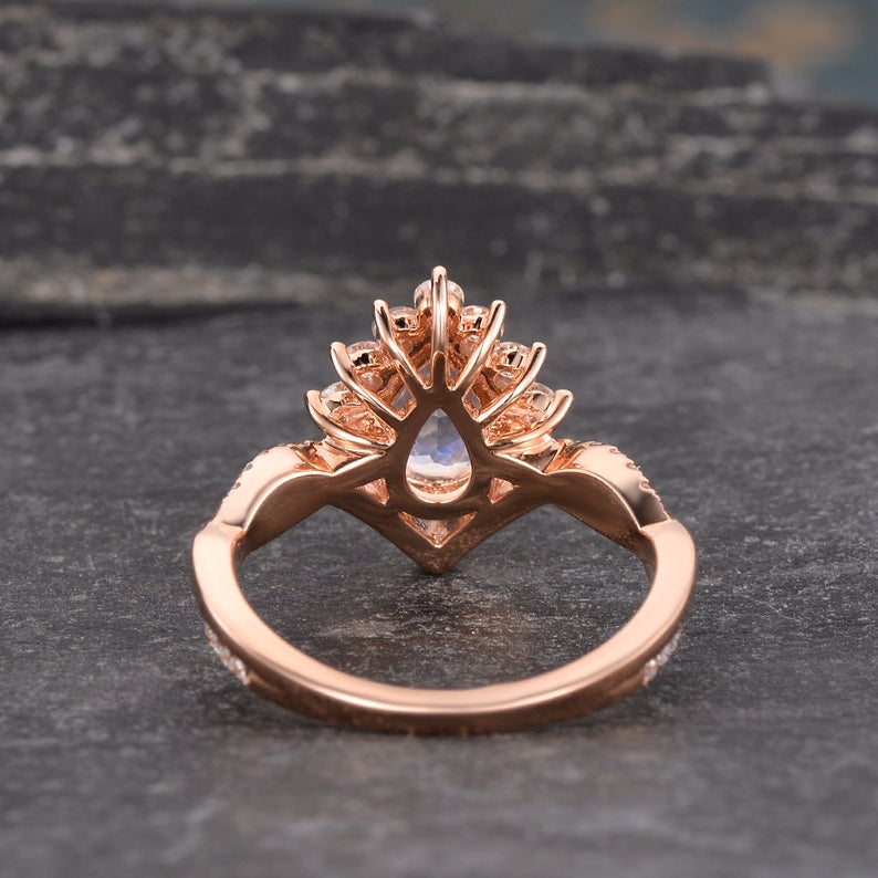 The Luna — Pear Moonstone Solitaire Ring