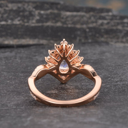 The Luna — Pear Moonstone Solitaire Ring