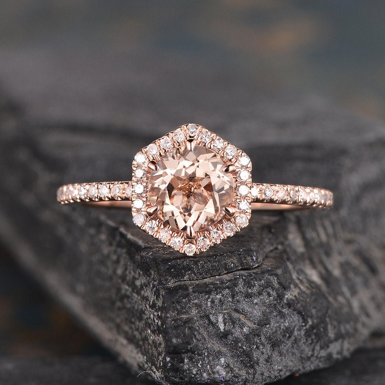 The Aurora — Round Morganite Halo Ring