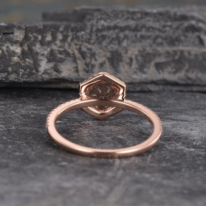 The Aurora — Round Morganite Halo Ring