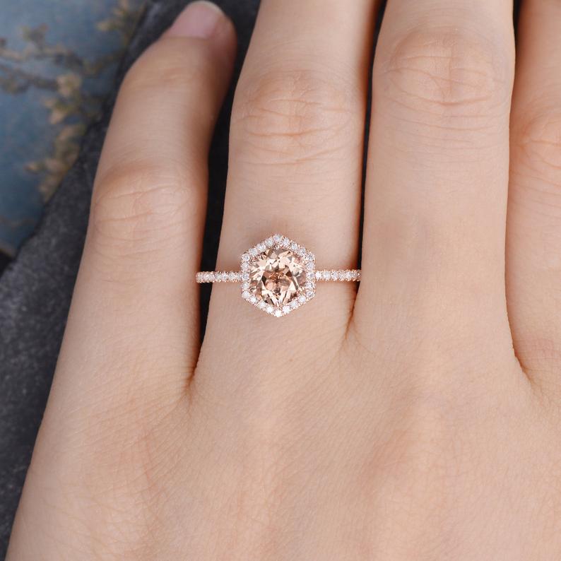 The Aurora — Round Morganite Halo Ring