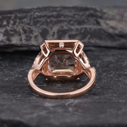 The Rose — Asscher Morganite Halo Ring