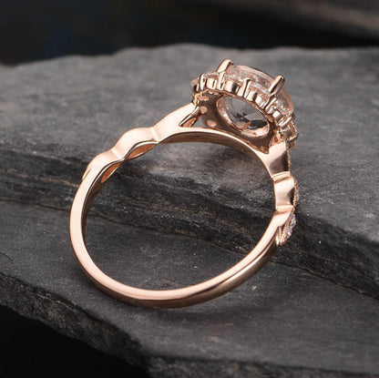 The Aria — Round Lab Blue Sapphire Vintage Halo Ring II