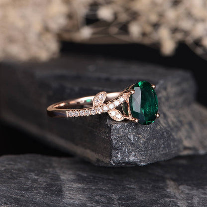 The Maeve — Emerald Lab Emerald Botanical Ring