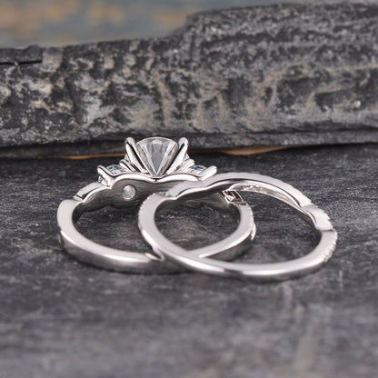 The Violet Set — Round Lab Diamond 3-Stone Bridal Ring Set