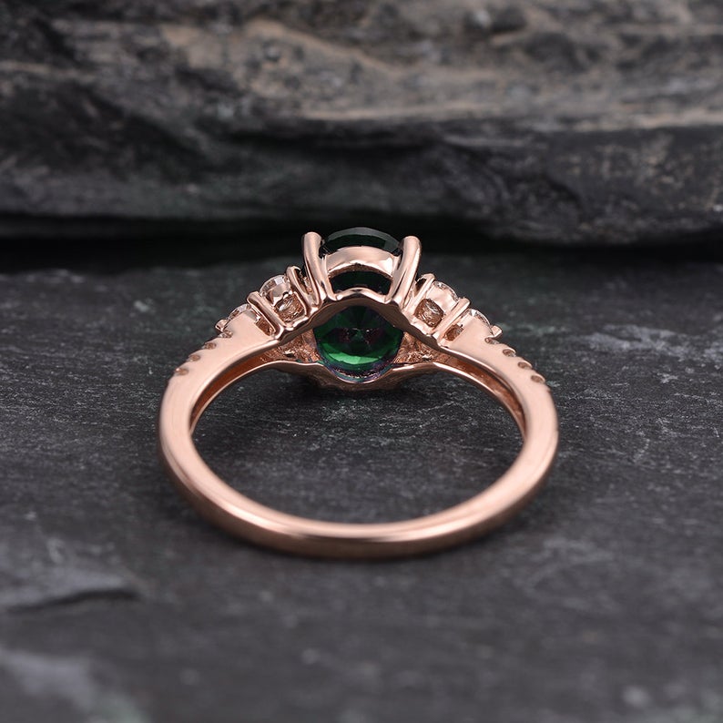 The Grace — Emerald Lab Emerald & Lab Diamond Vintage Ring