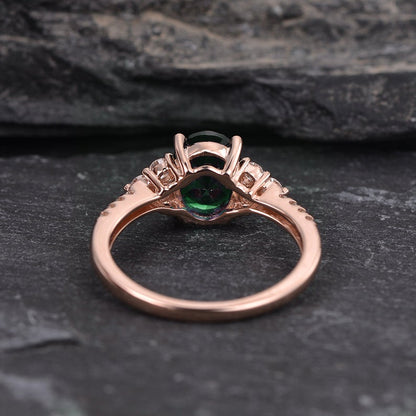 The Grace — Emerald Lab Emerald & Lab Diamond Vintage Ring