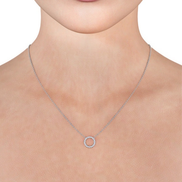 The Aria Pendant — Lab Diamond Halo Circle Necklace 0.35ct III