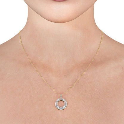 The Aria Pendant — Lab Diamond Halo Circle Necklace 0.75ct