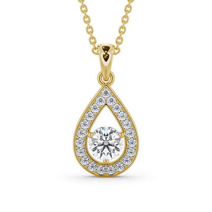 The Aurora Pendant — Lab Diamond Halo Drop Necklace 1.30ct